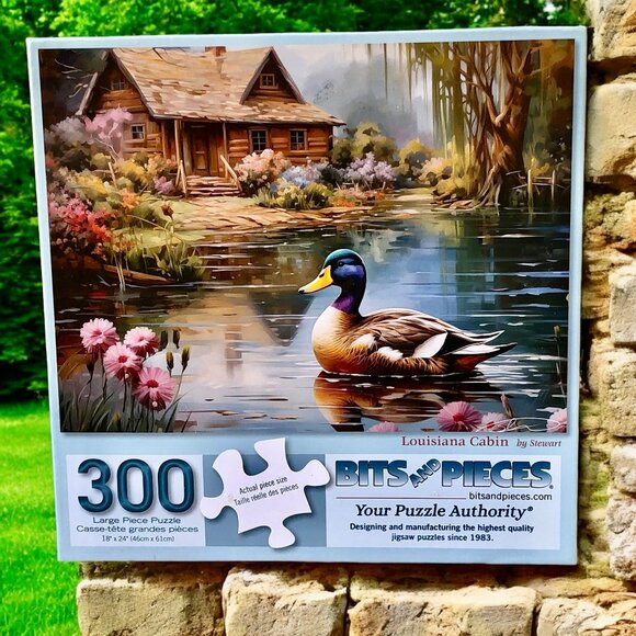 Bits & Pieces Puzzle Large Pieces LOUISIANA CABIN 300 Piece MALLARD DUCK - Picture 1 of 11